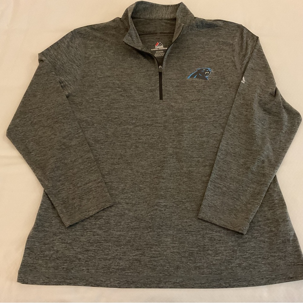 Majestic Carolina Panthers Gray Quarter-Zip Pullover XL